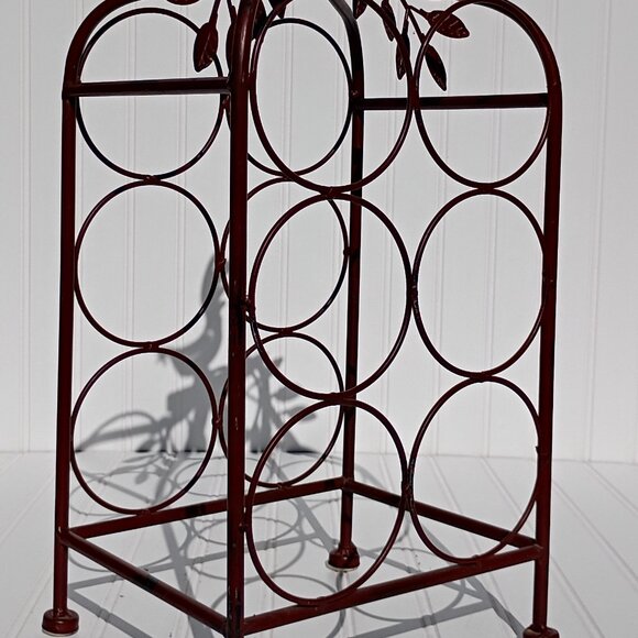 Metal Wine Rack 6 Bottle Holder Red Rooster French Country Kitchen Chicken Decor - Picture 15 of 16